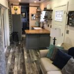 appalachian container cabin legacy interior living room to kitchen