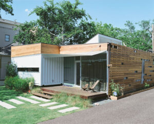 cordell container house front view lawn porch