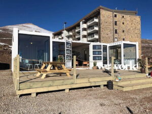 la parva container coworking front deck