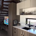 bushland beach container home kitchen cabinets