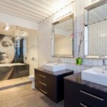 graceville container home master bathroom mural