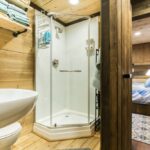 blue steel container house shower