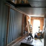 hinckle container home construction interior cut