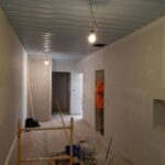 south bloomingville container cabin sheetrock work