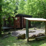 Red River Gorge Container Cabins two backyard fire pit area