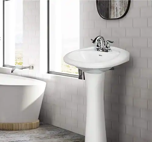 Fine Fixtures Prestige White Pedestal Sink Vitreous China Ceramic Material 20 X 17