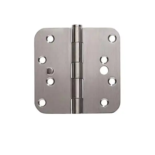 Stainless Steel Security Door Hinges - 4 Inch with 5/8 Inch Radius - Security Tab - 2 Pack