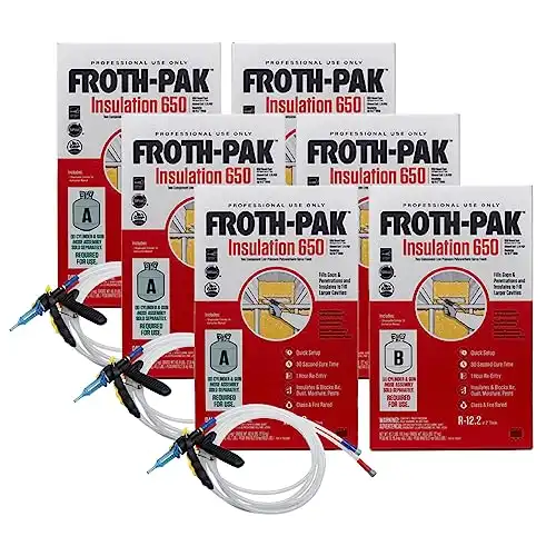 Froth-Pak 650 Closed Cell Spray Foam Insulation Kit, 15 ft Hose, 2 Part, Polyurethane, Yields Up to 650 Board Feet