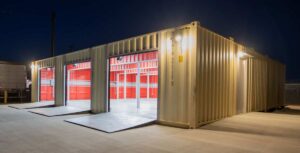 3-bay-container-garage-night-angle