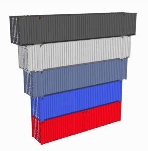 stacked containers with 40ft casting spacing