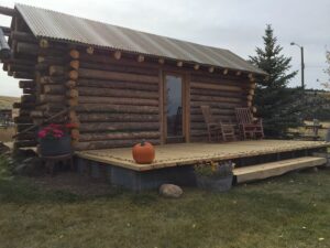 exterior view of container log cabin