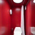 San Antonio Container Guest House bathroom red painted walls