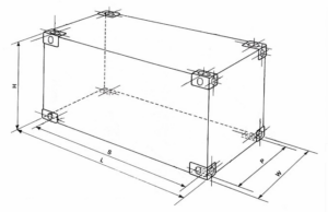 Spacing of the shipping container corner castings