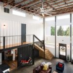 foster container home upper stairway railing